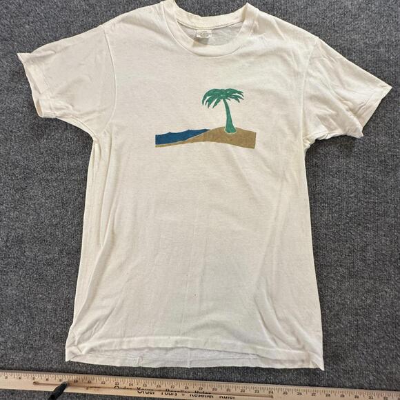Other - Vintage Mac Phergus T-Shirt Men’s L – Cream Palm Tree Beach Graphic USA Q-22